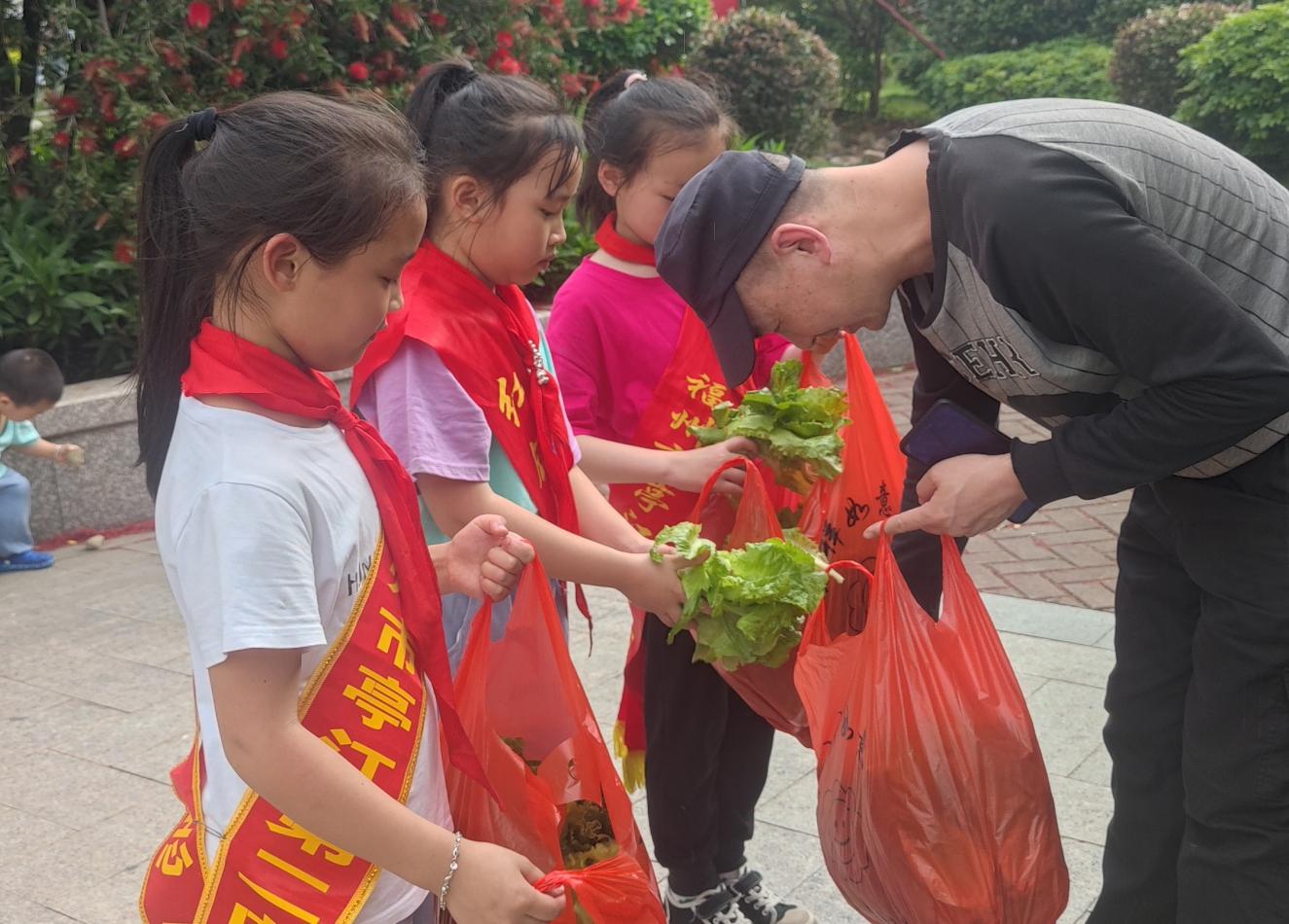 校园菜圃喜丰收   学生义卖自种蔬菜　